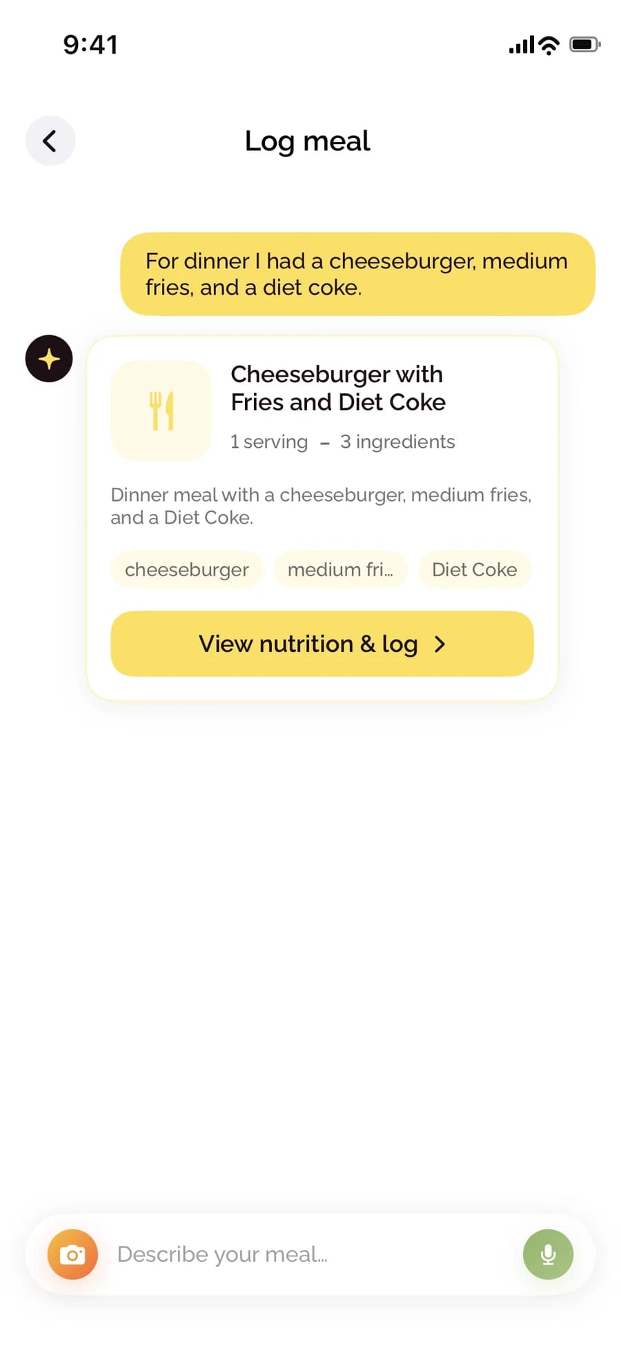 BiteCheck natural-language nutrition chat